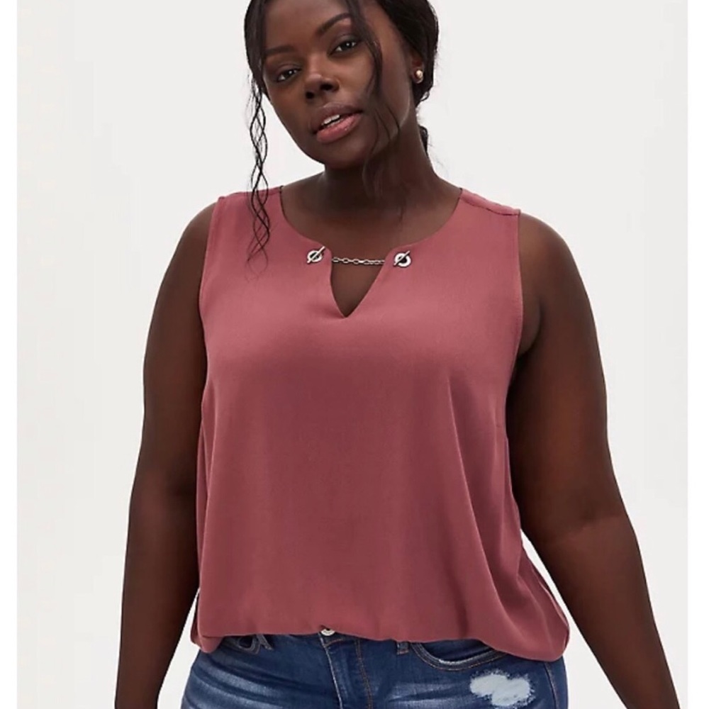 Torrid Walnut Crepe Chain Front Tank